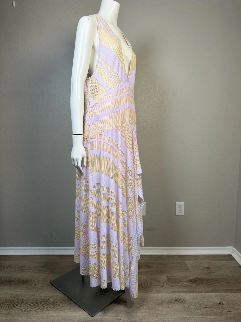 NWT Free People Adrien Striped Midi Dress Lavender Beige Size Large